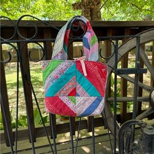 NEW Colorful Quilted Patchwork Small Tote Bag